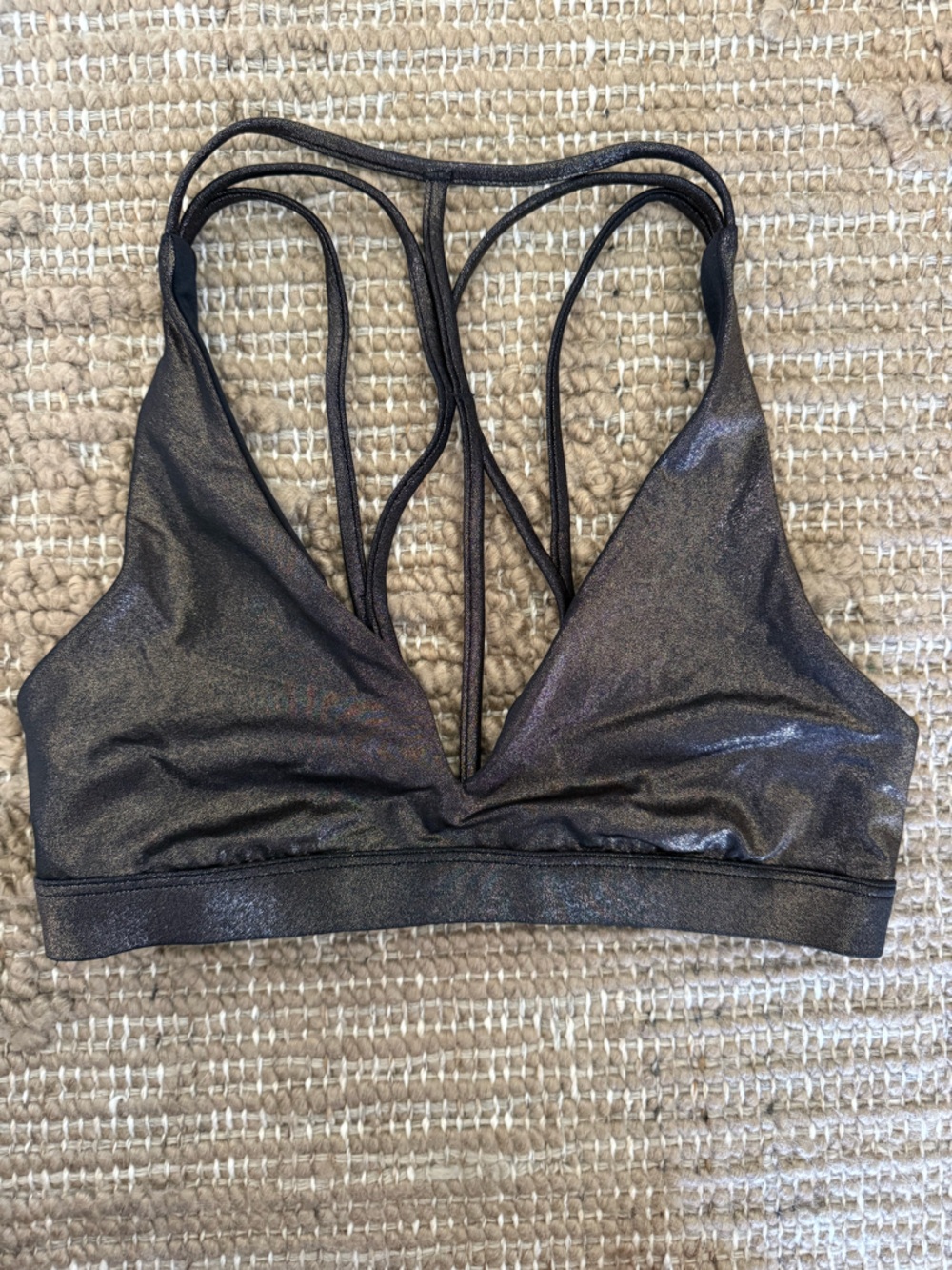 PINK Victoria's Secret Metallic Shimmery Bronze Strappy Sports Bra